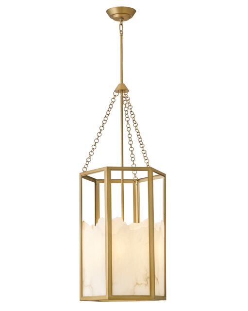 Veleta Medium Chandelier by Fredrick Ramond - Natural Alabaster & Lacquered Brass, 4-Candle Design