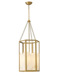 Veleta Medium Chandelier by Fredrick Ramond - Natural Alabaster & Lacquered Brass, 4-Candle Design