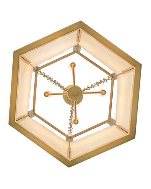 Veleta Medium Chandelier by Fredrick Ramond - Natural Alabaster & Lacquered Brass, 4-Candle Design