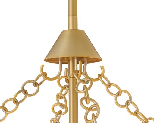 Veleta Large Drum Chandelier - Natural Alabaster Shade, Lacquered Brass Finish, 8 Bulb Capacity