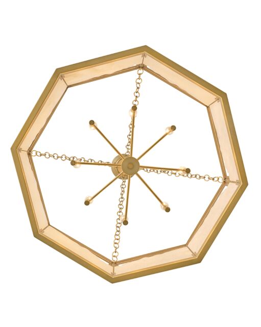 Veleta Large Drum Chandelier - Natural Alabaster Shade, Lacquered Brass Finish, 8 Bulb Capacity