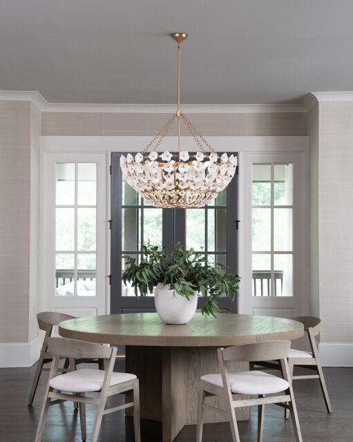 Azalea 12-Light Glass Blossom Chandelier in Distressed Brass by Fredrick Ramond - 29.25"H x 36"W