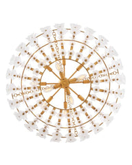 Azalea 12-Light Glass Blossom Chandelier in Distressed Brass by Fredrick Ramond - 29.25"H x 36"W