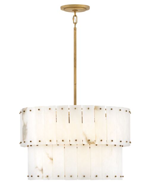 Simone Medium Convertible Chandelier By Fredrick Ramond, 6-Light, Alabaster & Burnished Gold Finish