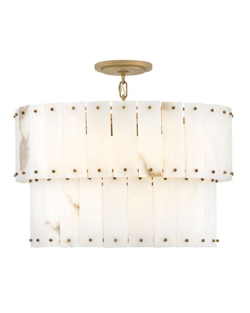 Simone Medium Convertible Chandelier By Fredrick Ramond, 6-Light, Alabaster & Burnished Gold Finish