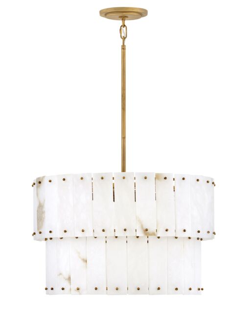 Simone Medium Convertible Chandelier By Fredrick Ramond, 6-Light, Alabaster & Burnished Gold Finish