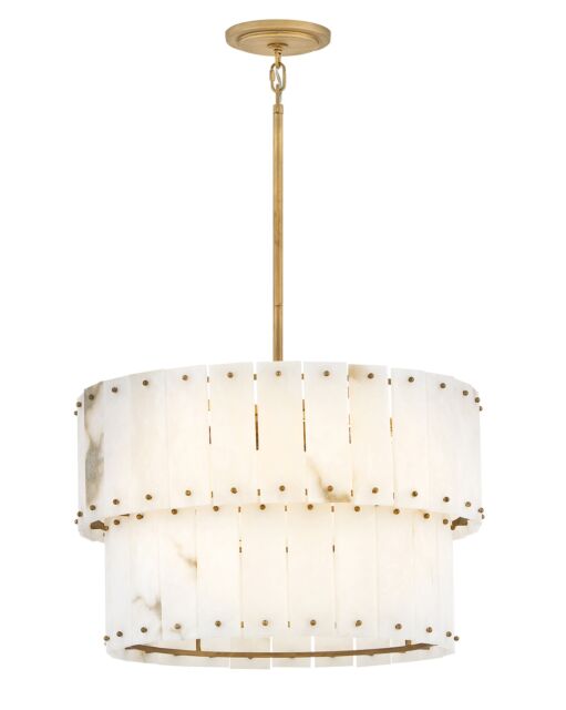 Simone Medium Convertible Chandelier By Fredrick Ramond, 6-Light, Alabaster & Burnished Gold Finish