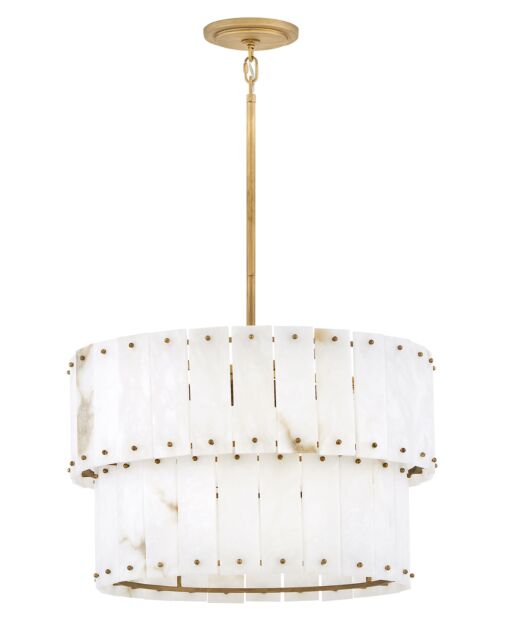 Simone Medium Convertible Chandelier By Fredrick Ramond, 6-Light, Alabaster & Burnished Gold Finish