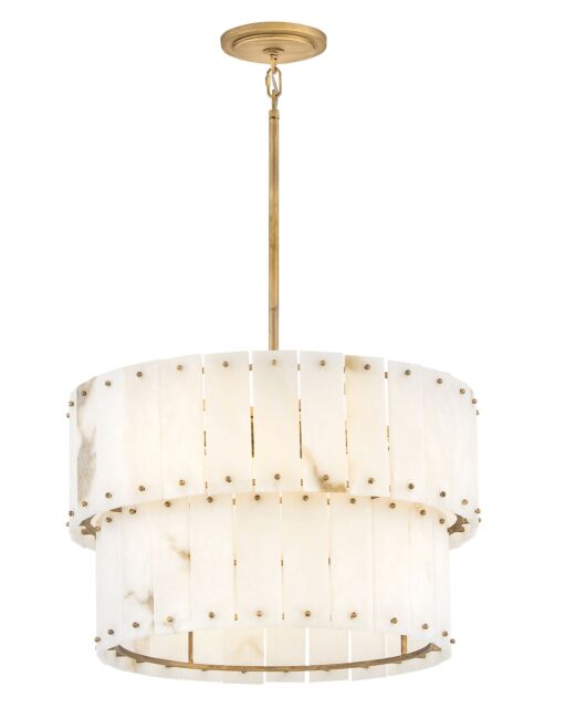 Simone Medium Convertible Chandelier By Fredrick Ramond, 6-Light, Alabaster & Burnished Gold Finish