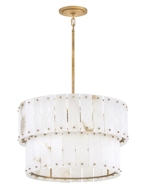 Simone Medium Convertible Chandelier By Fredrick Ramond, 6-Light, Alabaster & Burnished Gold Finish