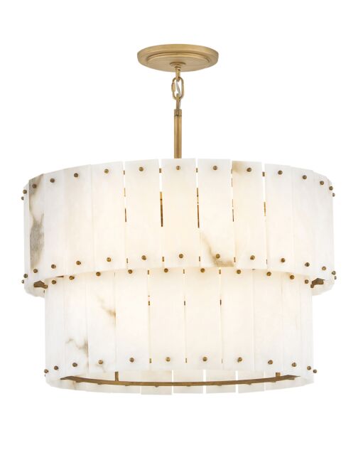 Simone Medium Convertible Chandelier By Fredrick Ramond, 6-Light, Alabaster & Burnished Gold Finish