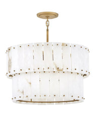 Simone Medium Convertible Chandelier By Fredrick Ramond, 6-Light, Alabaster & Burnished Gold Finish