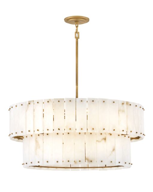 Simone 34.25" Wide Medium Drum Chandelier in Burnished Gold & Alabaster by Fredrick Ramond