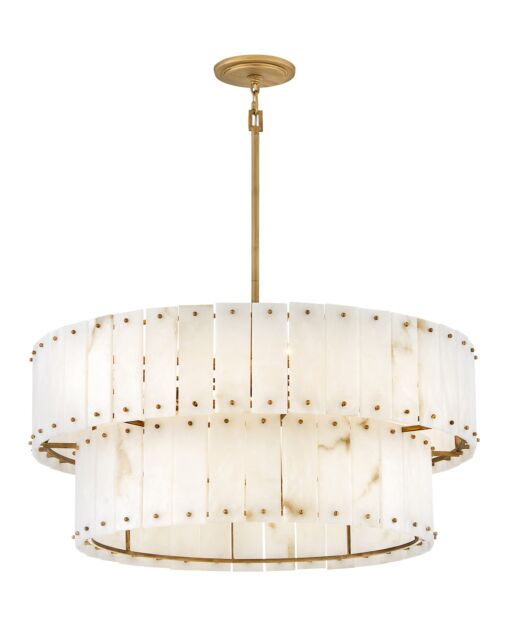 Simone 34.25" Wide Medium Drum Chandelier in Burnished Gold & Alabaster by Fredrick Ramond