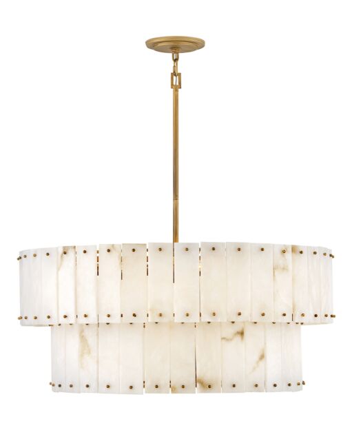 Simone 34.25" Wide Medium Drum Chandelier in Burnished Gold & Alabaster by Fredrick Ramond