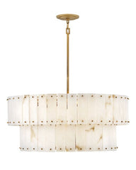 Simone 34.25" Wide Medium Drum Chandelier in Burnished Gold & Alabaster by Fredrick Ramond