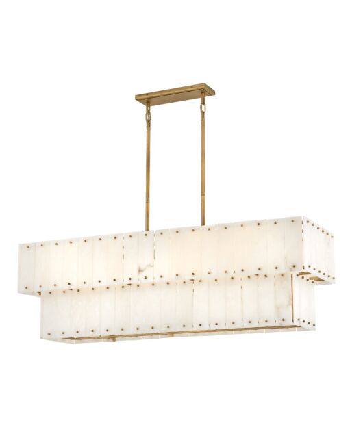 Simone Medium 8-Light Linear Chandelier with Natural Alabaster Panels - Fredrick Ramond FR47756BNG