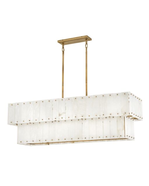 Simone Medium 8-Light Linear Chandelier with Natural Alabaster Panels - Fredrick Ramond FR47756BNG