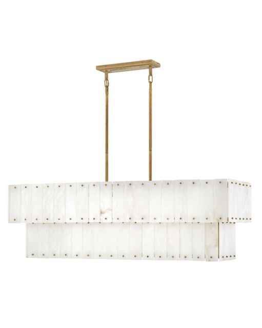 Simone Medium 8-Light Linear Chandelier with Natural Alabaster Panels - Fredrick Ramond FR47756BNG