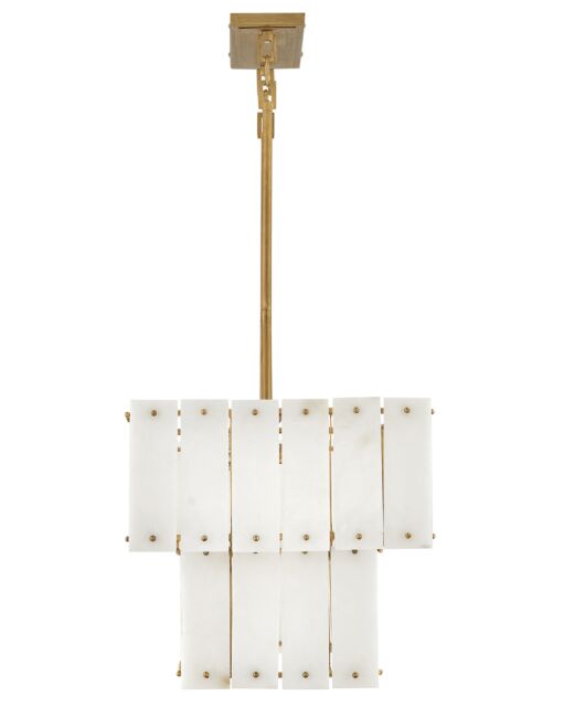 Simone Medium 8-Light Linear Chandelier with Natural Alabaster Panels - Fredrick Ramond FR47756BNG