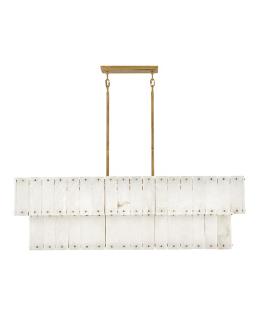 Simone Medium 8-Light Linear Chandelier with Natural Alabaster Panels - Fredrick Ramond FR47756BNG