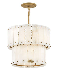 Simone Medium Convertible Semi-Flush Mount Ceiling Light - Alabaster & Burnished Gold Finish by Fredrick Ramond