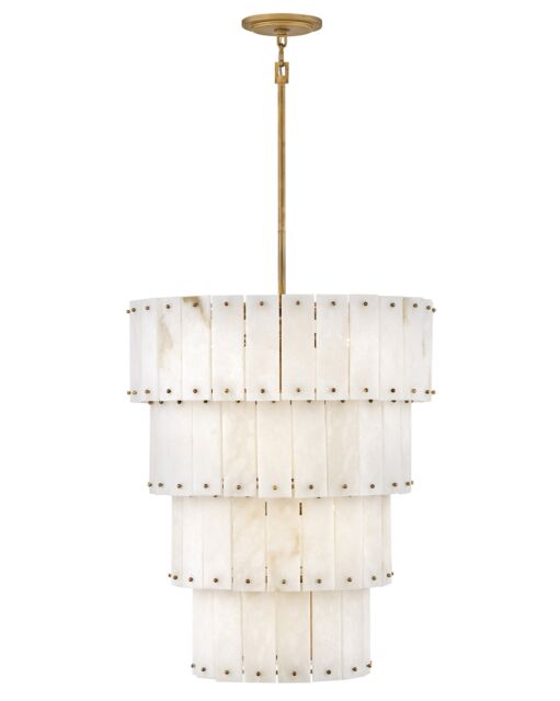 Simone Medium 3-Tier Chandelier by Fredrick Ramond, Alabaster & Burnished Gold Finish