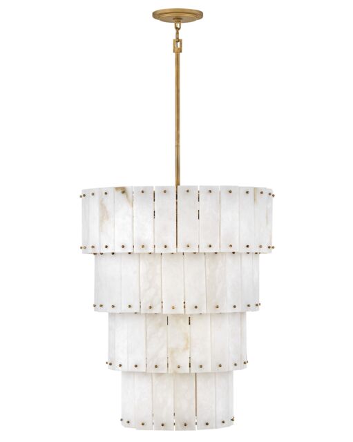 Simone Medium 3-Tier Chandelier by Fredrick Ramond, Alabaster & Burnished Gold Finish