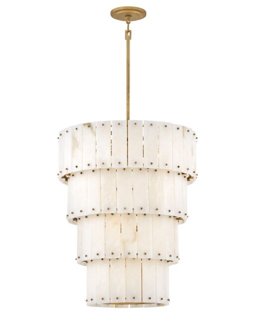 Simone Medium 3-Tier Chandelier by Fredrick Ramond, Alabaster & Burnished Gold Finish