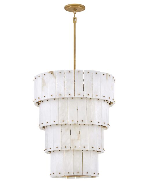 Simone Medium 3-Tier Chandelier by Fredrick Ramond, Alabaster & Burnished Gold Finish