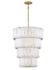 Simone Medium 3-Tier Chandelier by Fredrick Ramond, Alabaster & Burnished Gold Finish