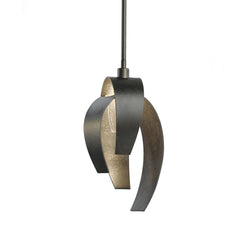 Hubbardton Forge 1-Light Corona Large Mini Pendant with Hand-Forged Steel and Clear/Frosted Glass