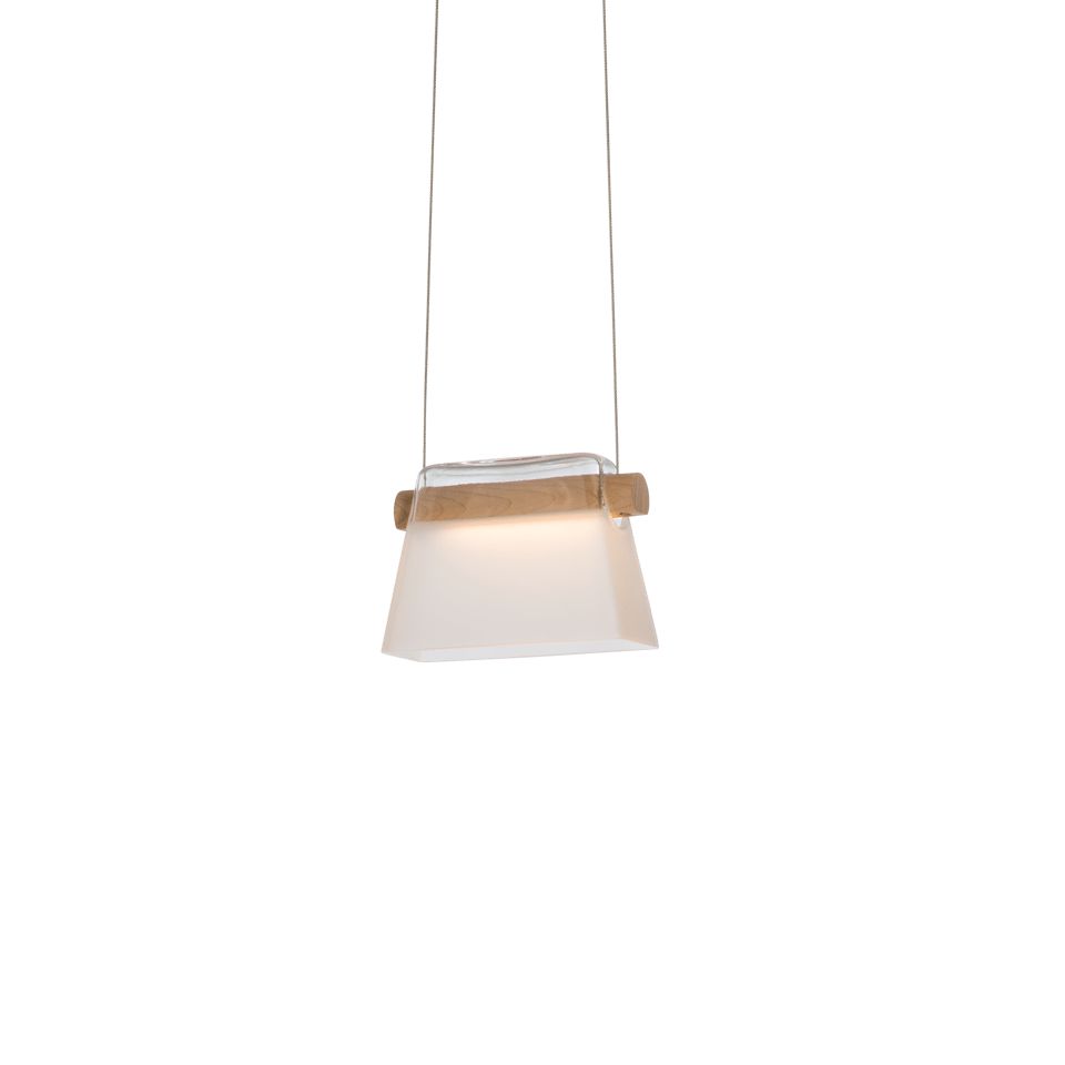 Hubbardton Forge-1-Light Cowbell LED Mini Pendant with Vermont Maple Dowel, Scandinavian Design