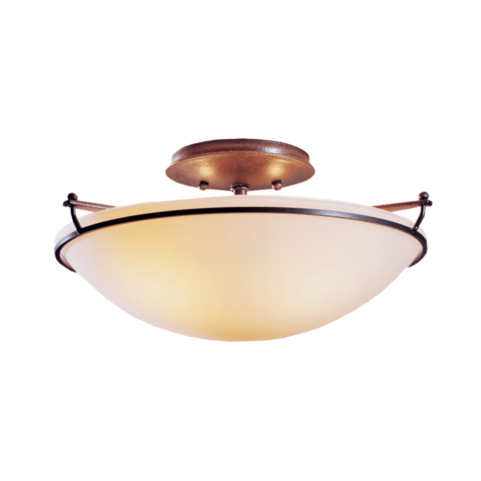 Hubbardton Forge 2-Light Plain Small Semi-Flush Mount Light Fixture with Curved Glass Bowl