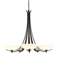 Hubbardton Forge-Aegis 5 Arm Handcrafted Steel Chandelier with Elegant Glass for Transitional Home Decor