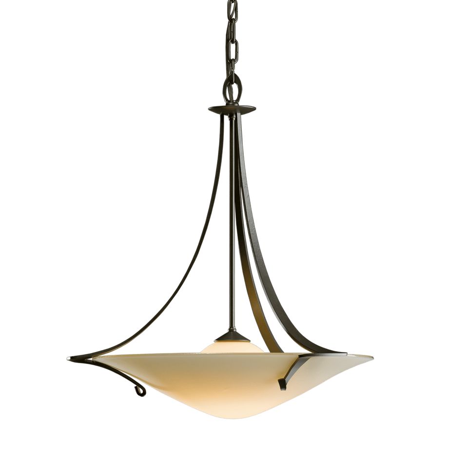 Hubbardton Forge-Antasia Pendant Light with Elegant Iron Curves and Glass Bowl Inspired by Art Nouveau