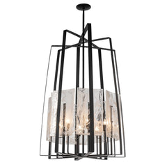 Hubbardton Forge Arc 8-Light Tall Pendant with Adjustable Multi-Stem and Unique Glass Panels