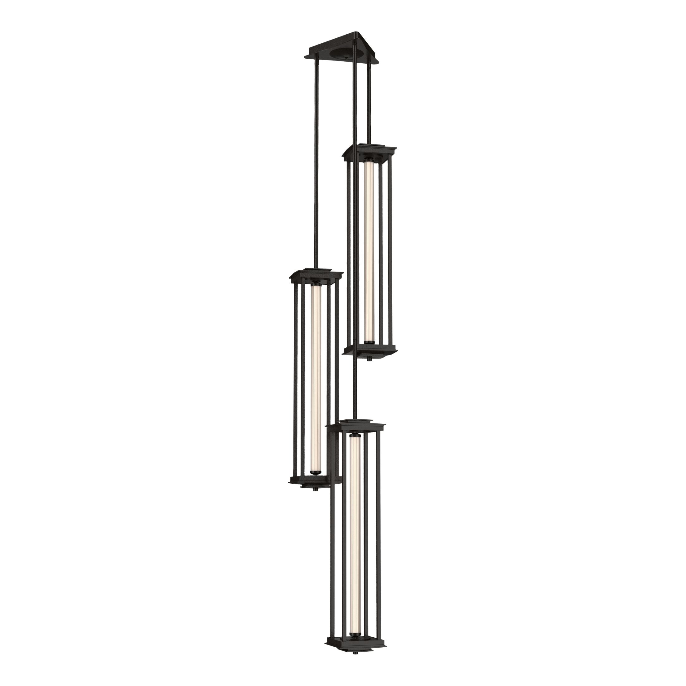 Hubbardton Forge Athena 3-Tall LED Lantern with Customizable Heights and Fluted Glass Design