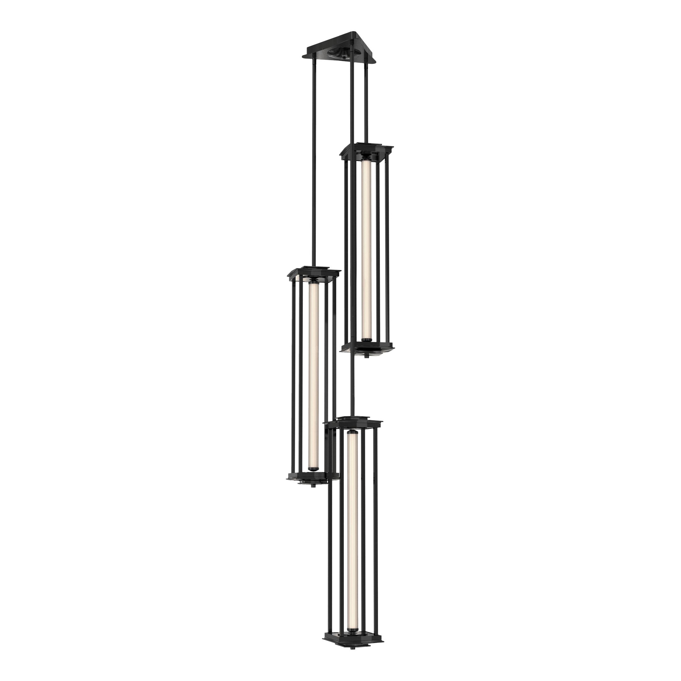 Hubbardton Forge Athena 3-Tall LED Lantern with Customizable Heights and Fluted Glass Design