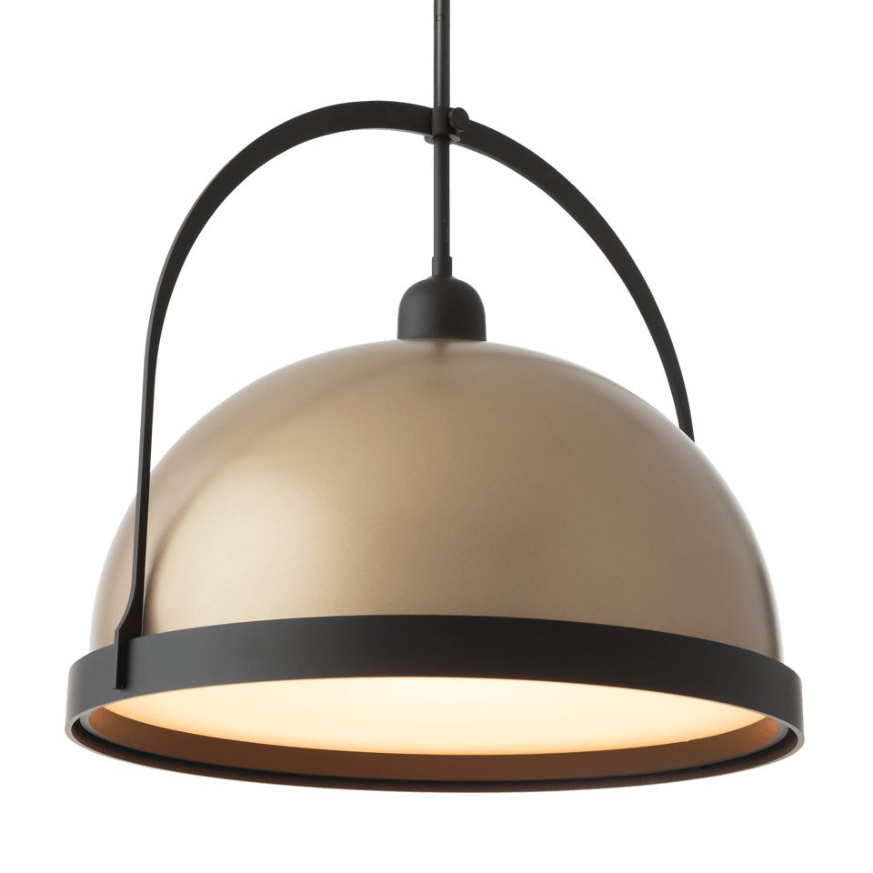 Hubbardton Forge Atlas Large 21" Pendant Light with Two-Tone Steel Dome and Bottom Diffuser