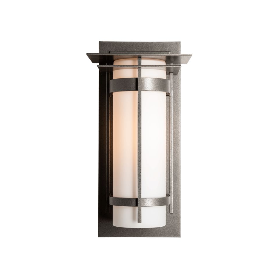 Hubbardton Forge Banded Outdoor Sconce with Handcrafted Metal Bands & Glass Tube Design