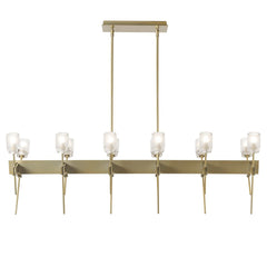 Hubbardton Forge Echo 12-Light Linear Pendant With Frosted Glass and Hand-Forged Design