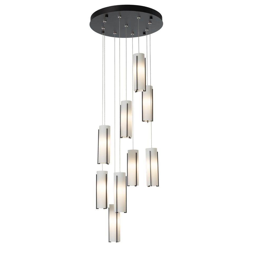 Hubbardton Forge Exos 9-Light Pendant With Customizable Staggered Lengths And Glass Shades