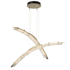 Hubbardton Forge Glissade 2-Layer Large LED Pendant Light with Hand-Poured Curved Glass Elements