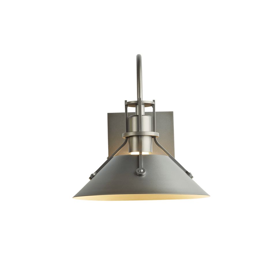 Hubbardton Forge-Henry Small Outdoor Sconce With Riveted Spun-Metal Shade, Industrial-Contemporary Design