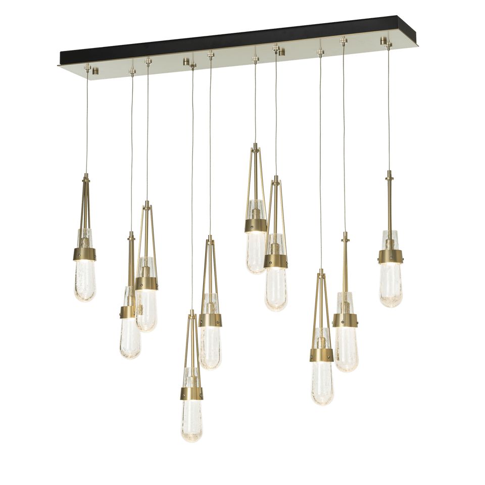 Hubbardton Forge-Link 10-Light Pendant with Customizable Staggered Blown Glass Design