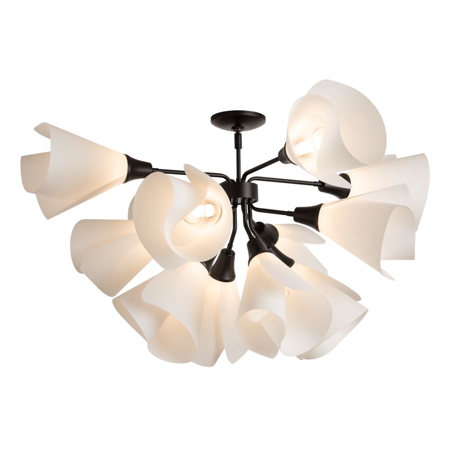 Hubbardton Forge Mobius 12-Light Semi-Flush Fixture with Textured Spun-Frost Paper Shades