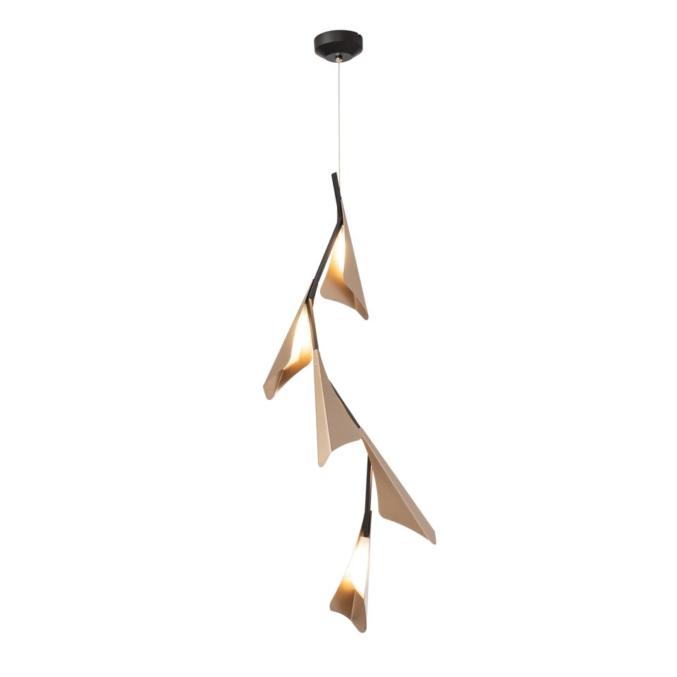 Hubbardton Forge Plume 5-Light LED Pendant Light with Customizable Finishes and Unique Metallic Design