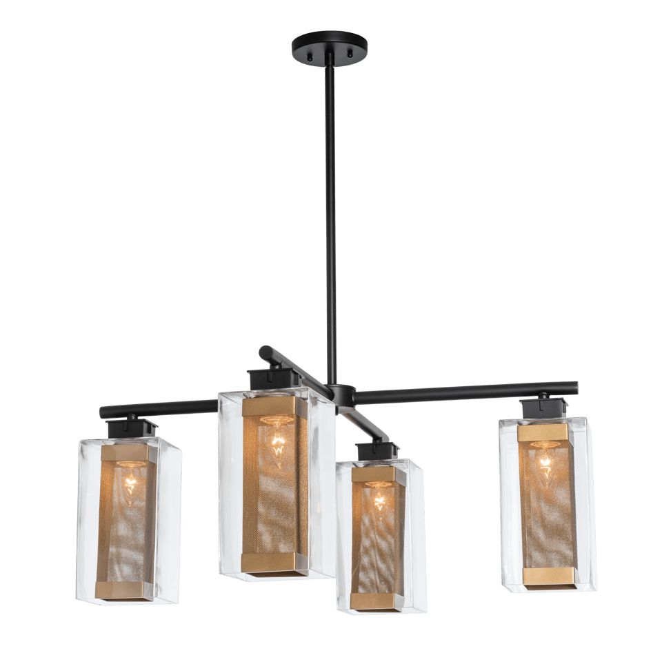 Hubbardton Forge-Polaris Outdoor 4-Light Pendant with Glass Shades and Mesh Tube Design