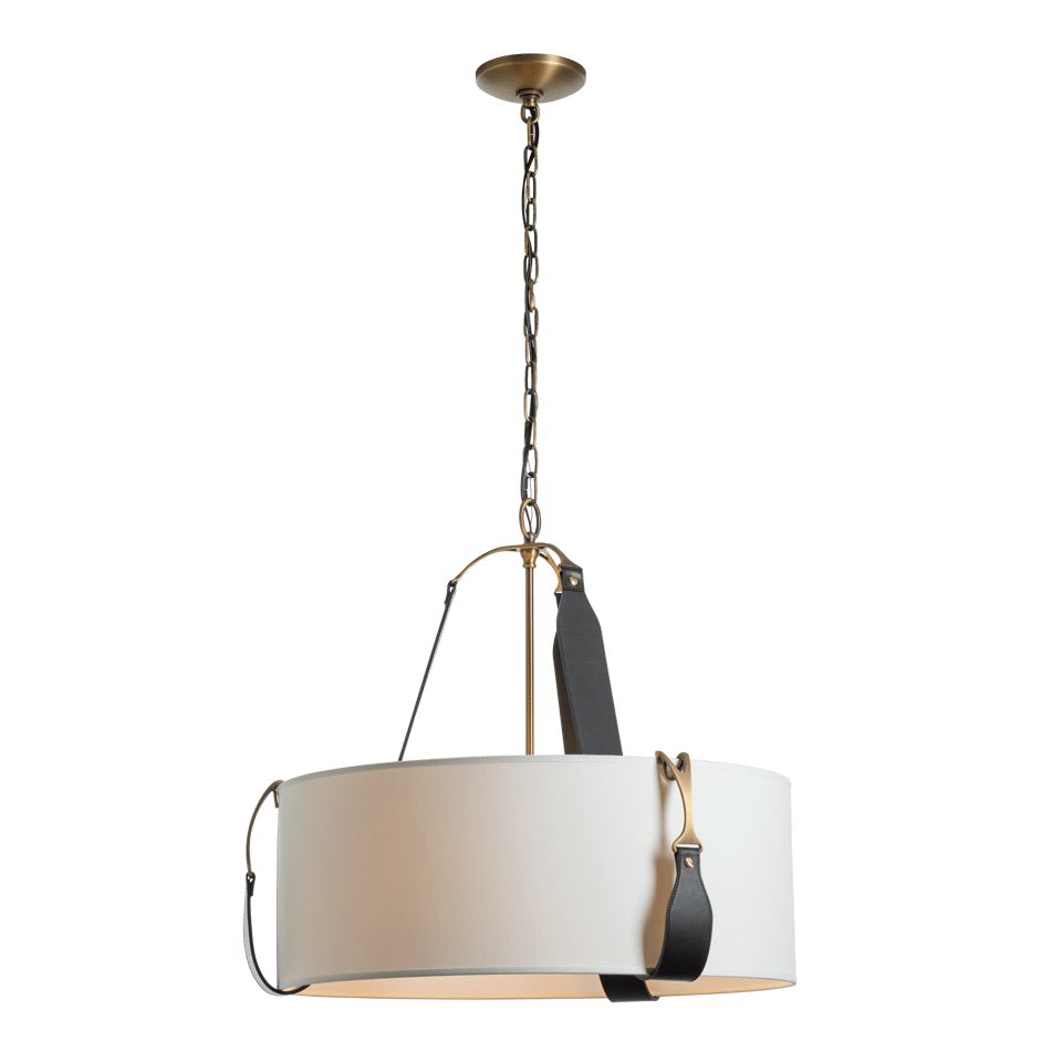 Hubbardton Forge Saratoga 1-Light Small Pendant With Leather Straps And Equestrian Details